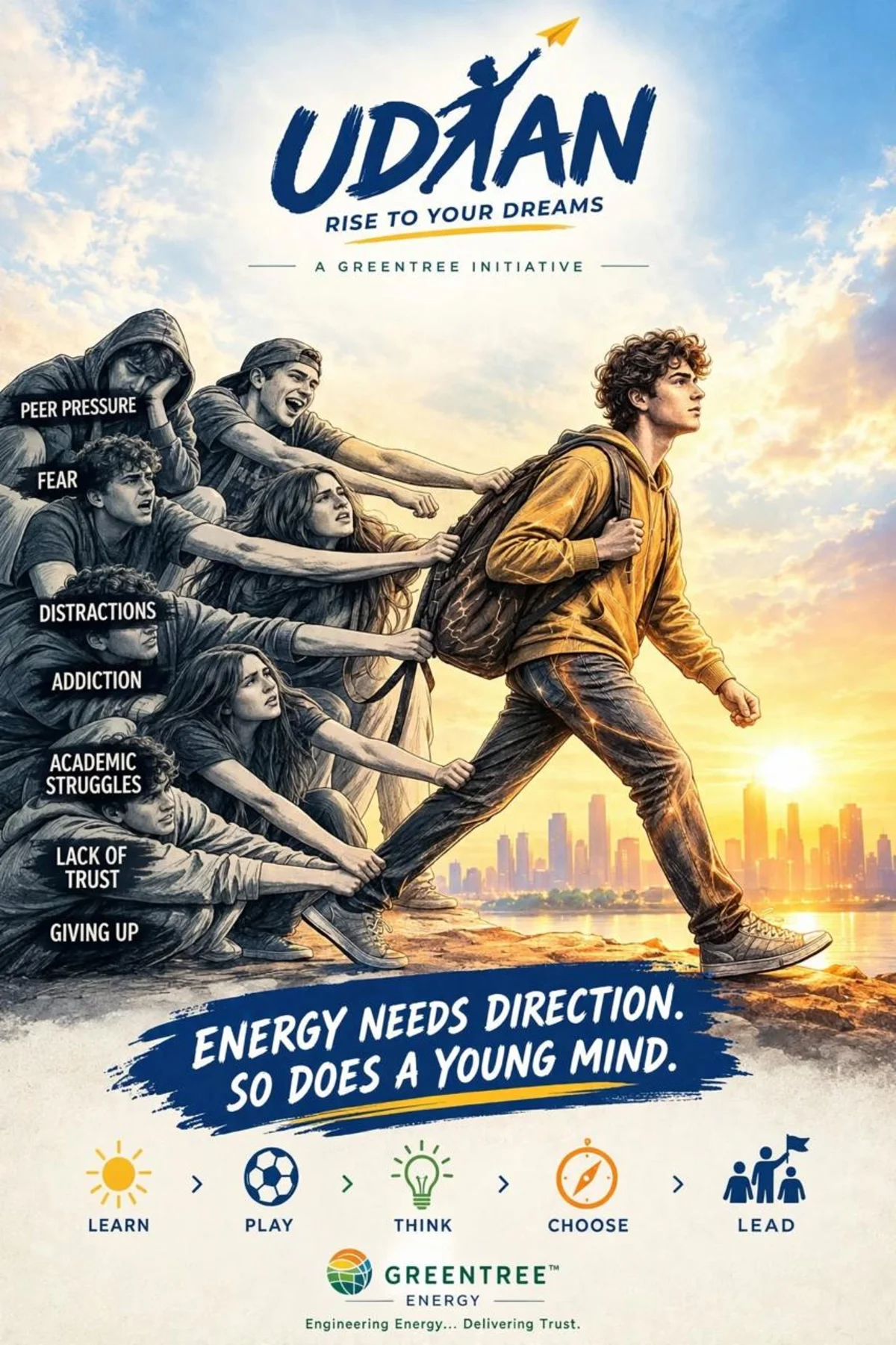 UDAAN poster — energy needs direction, so does a young mind